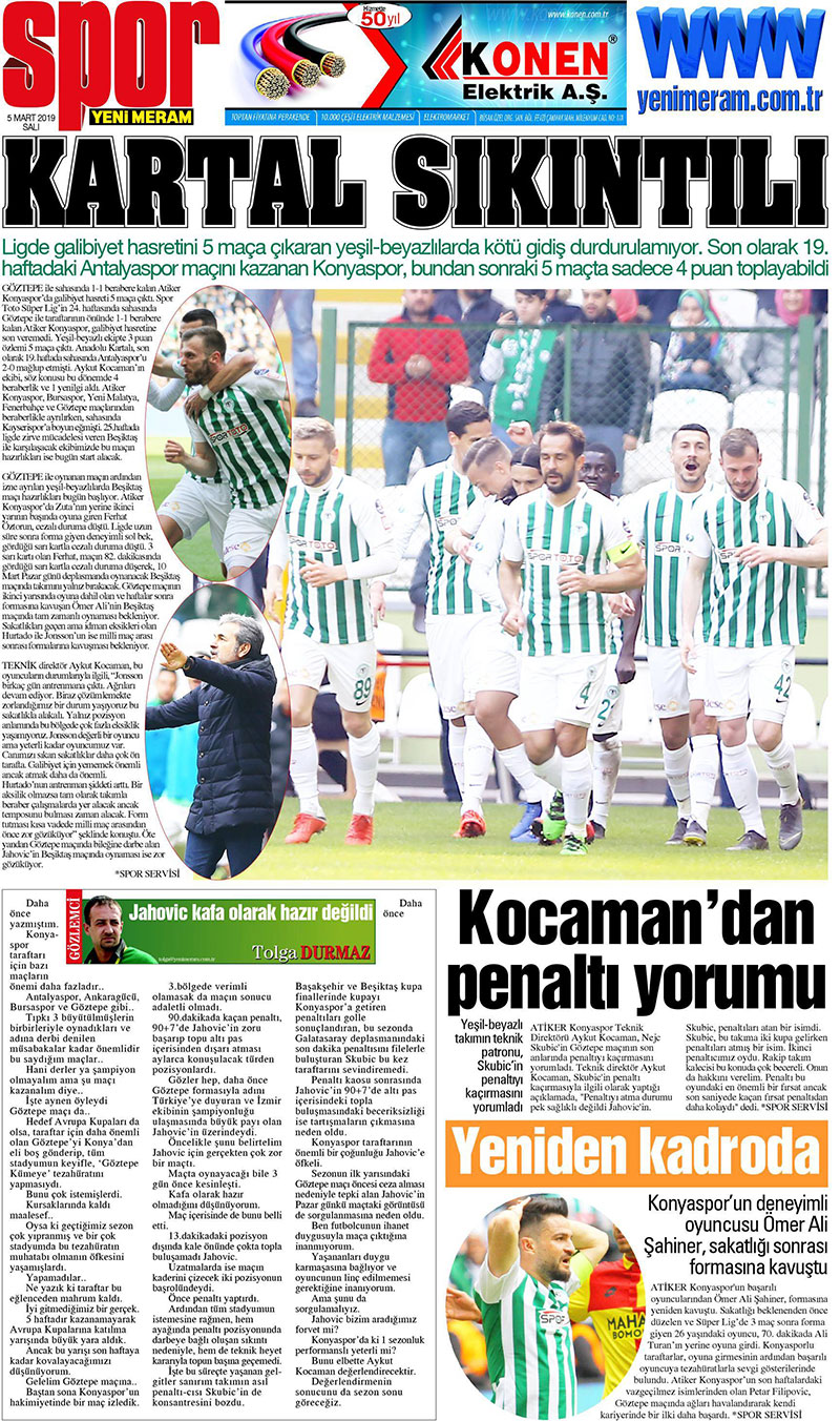 5 Mart 2019 Yeni Meram Gazetesi