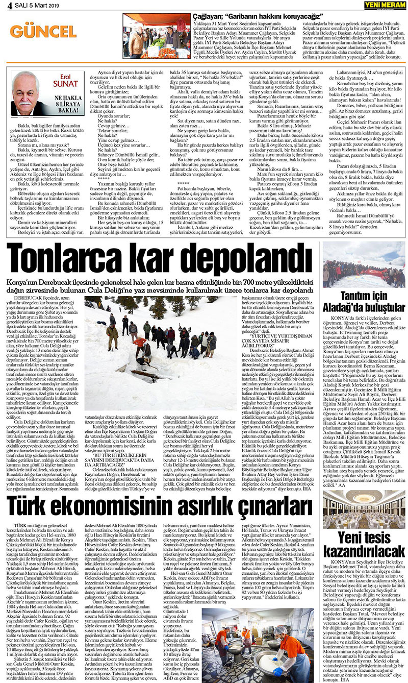 5 Mart 2019 Yeni Meram Gazetesi