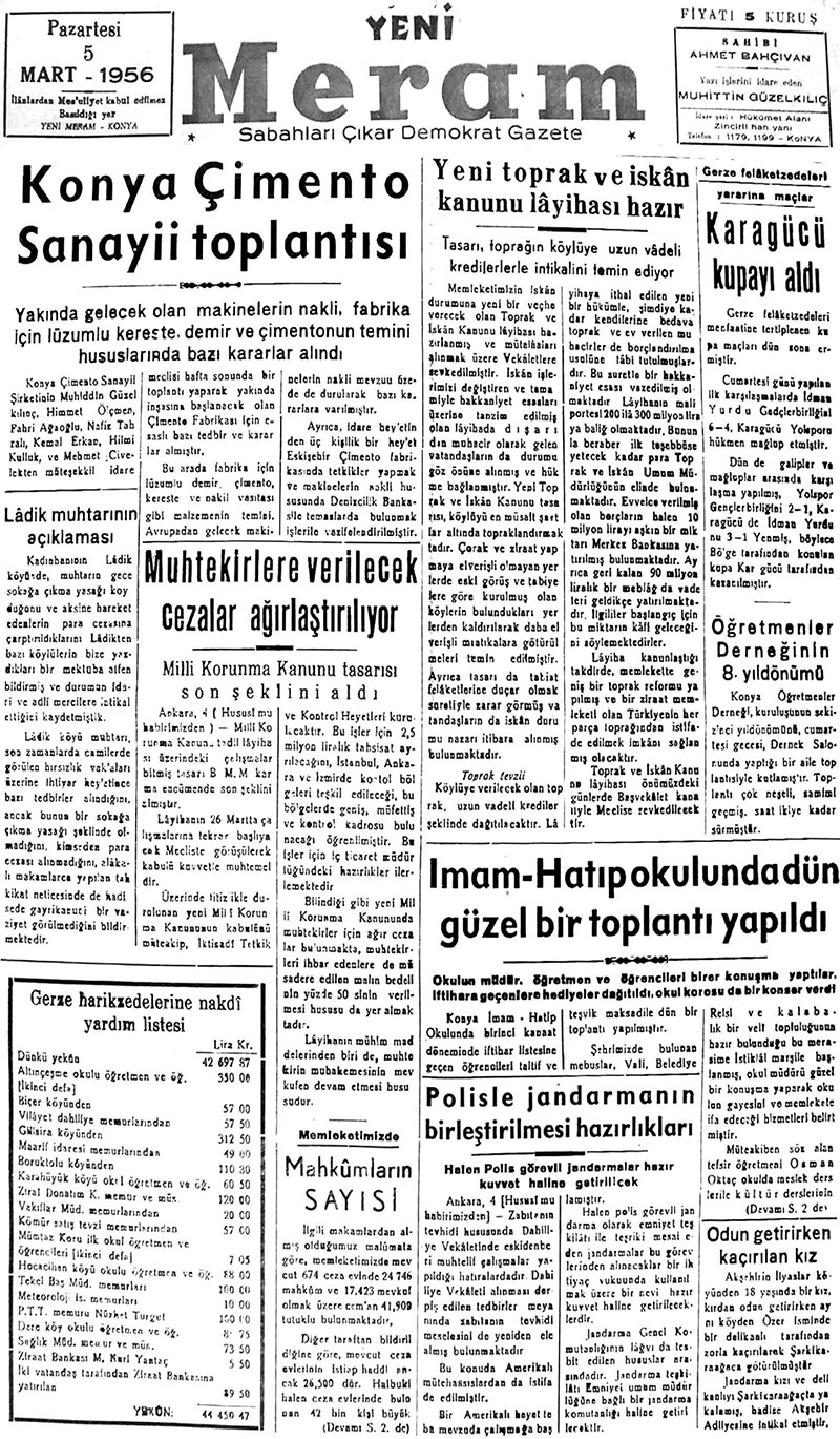 5 Mart 2019 Yeni Meram Gazetesi