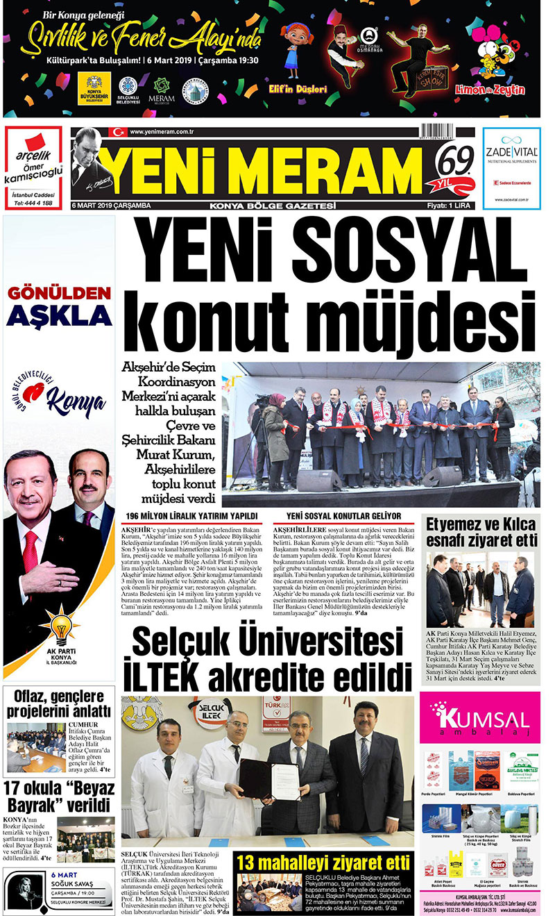 6 Mart 2019 Yeni Meram Gazetesi