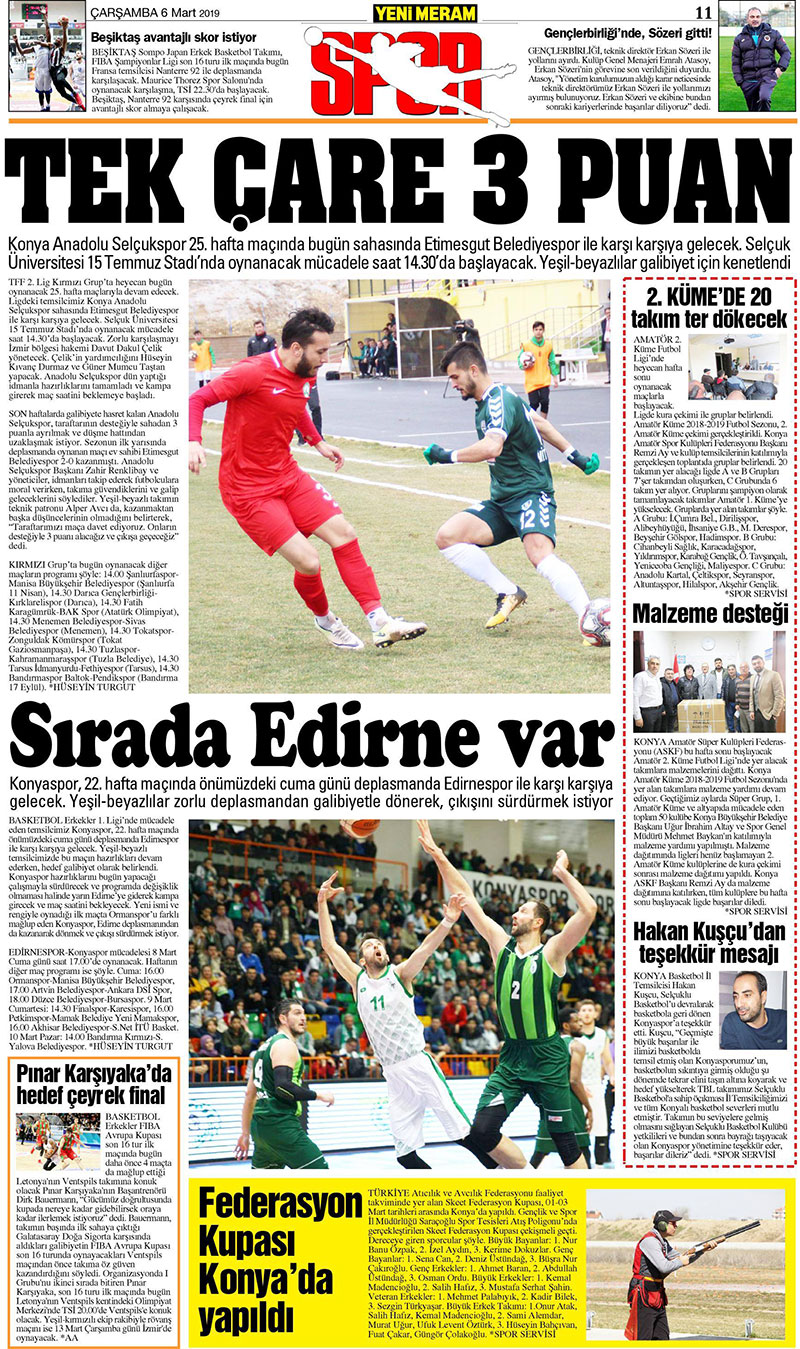 6 Mart 2019 Yeni Meram Gazetesi