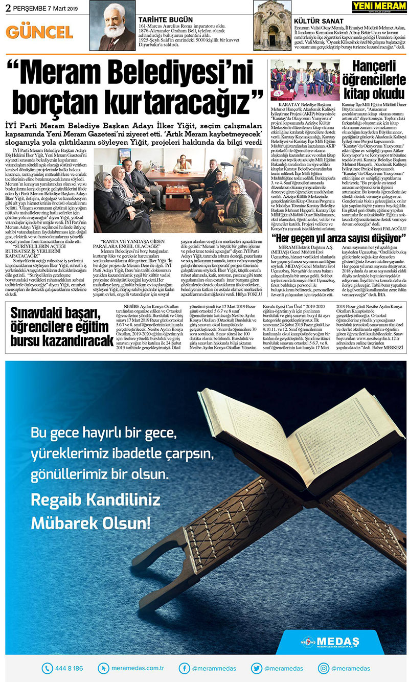 7 Mart 2019 Yeni Meram Gazetesi