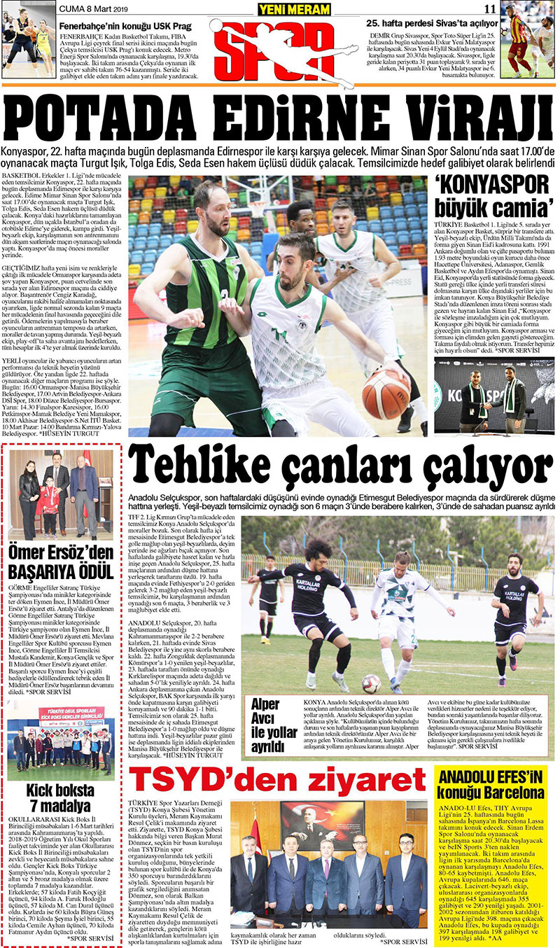 8 Mart 2019 Yeni Meram Gazetesi