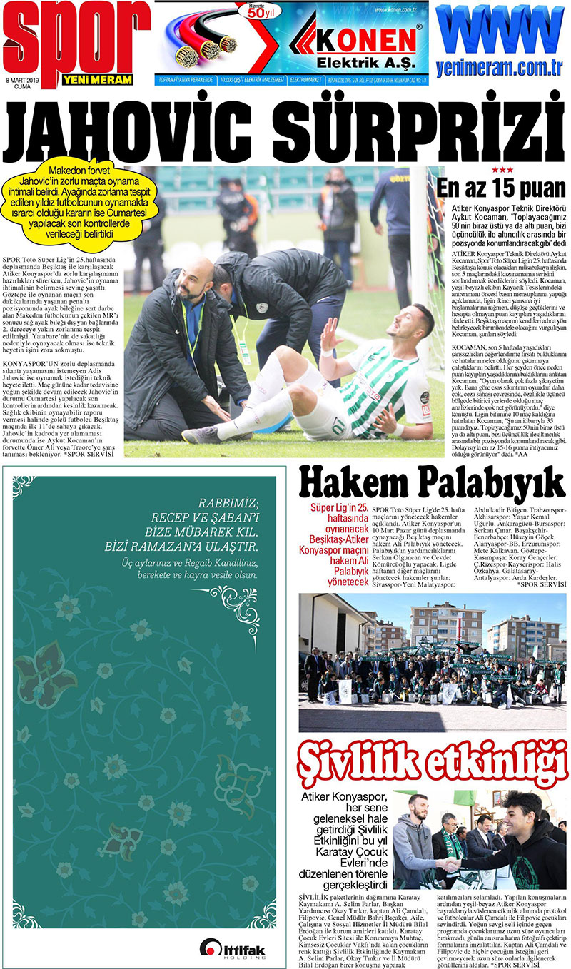 8 Mart 2019 Yeni Meram Gazetesi