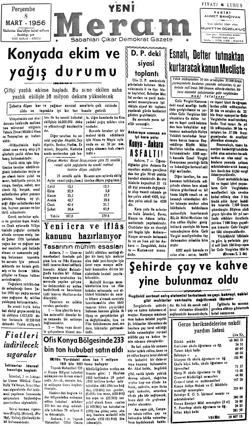 8 Mart 2019 Yeni Meram Gazetesi