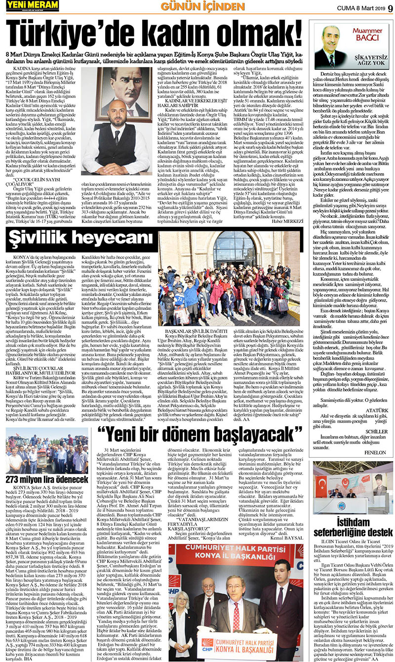 8 Mart 2019 Yeni Meram Gazetesi