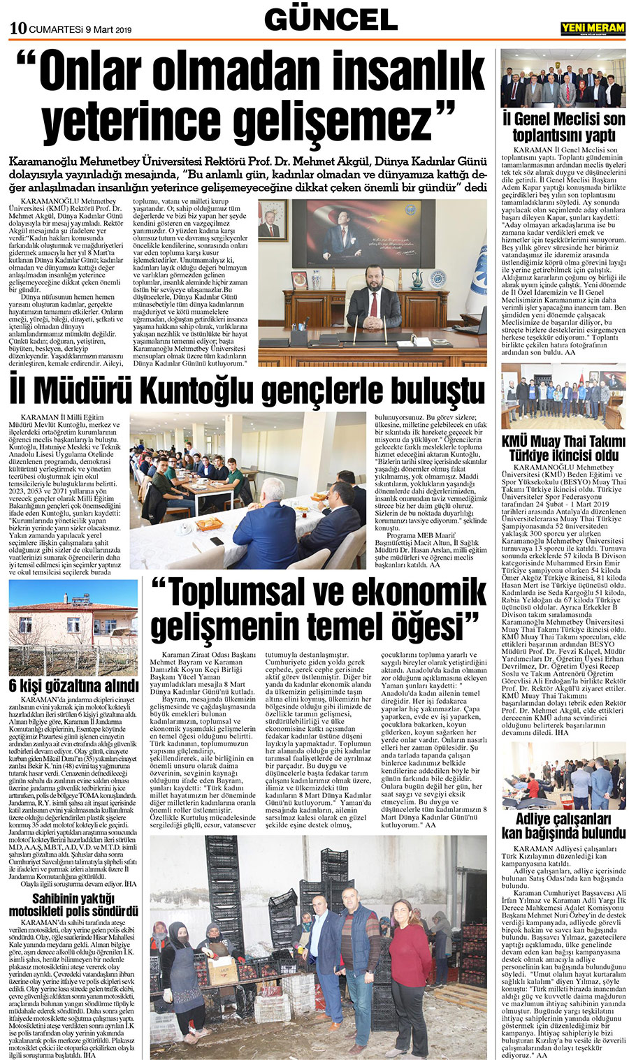 9 Mart 2019 Yeni Meram Gazetesi