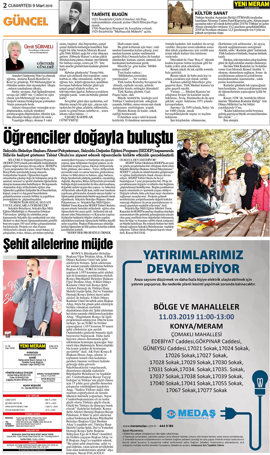 9 Mart 2019 Yeni Meram Gazetesi