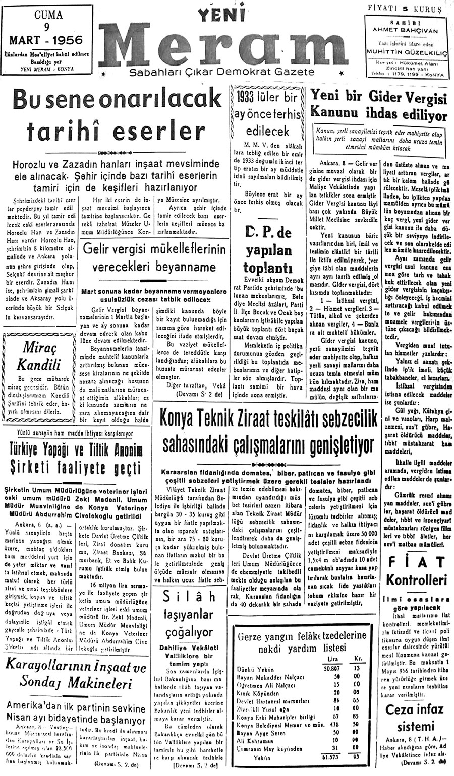 9 Mart 2019 Yeni Meram Gazetesi