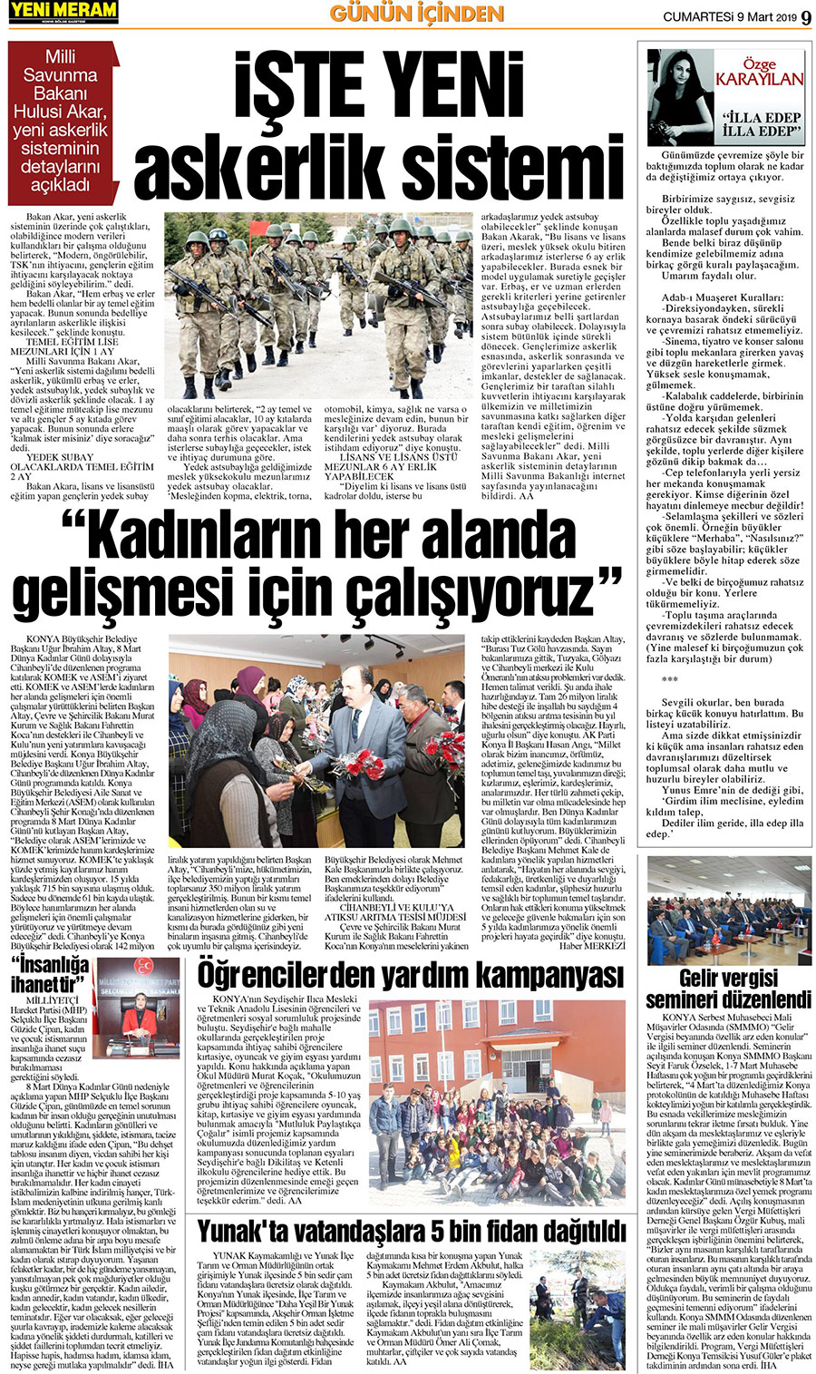 9 Mart 2019 Yeni Meram Gazetesi