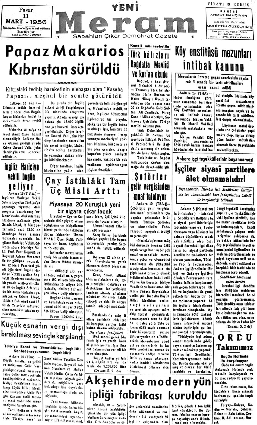 11 Mart 2019 Yeni Meram Gazetesi