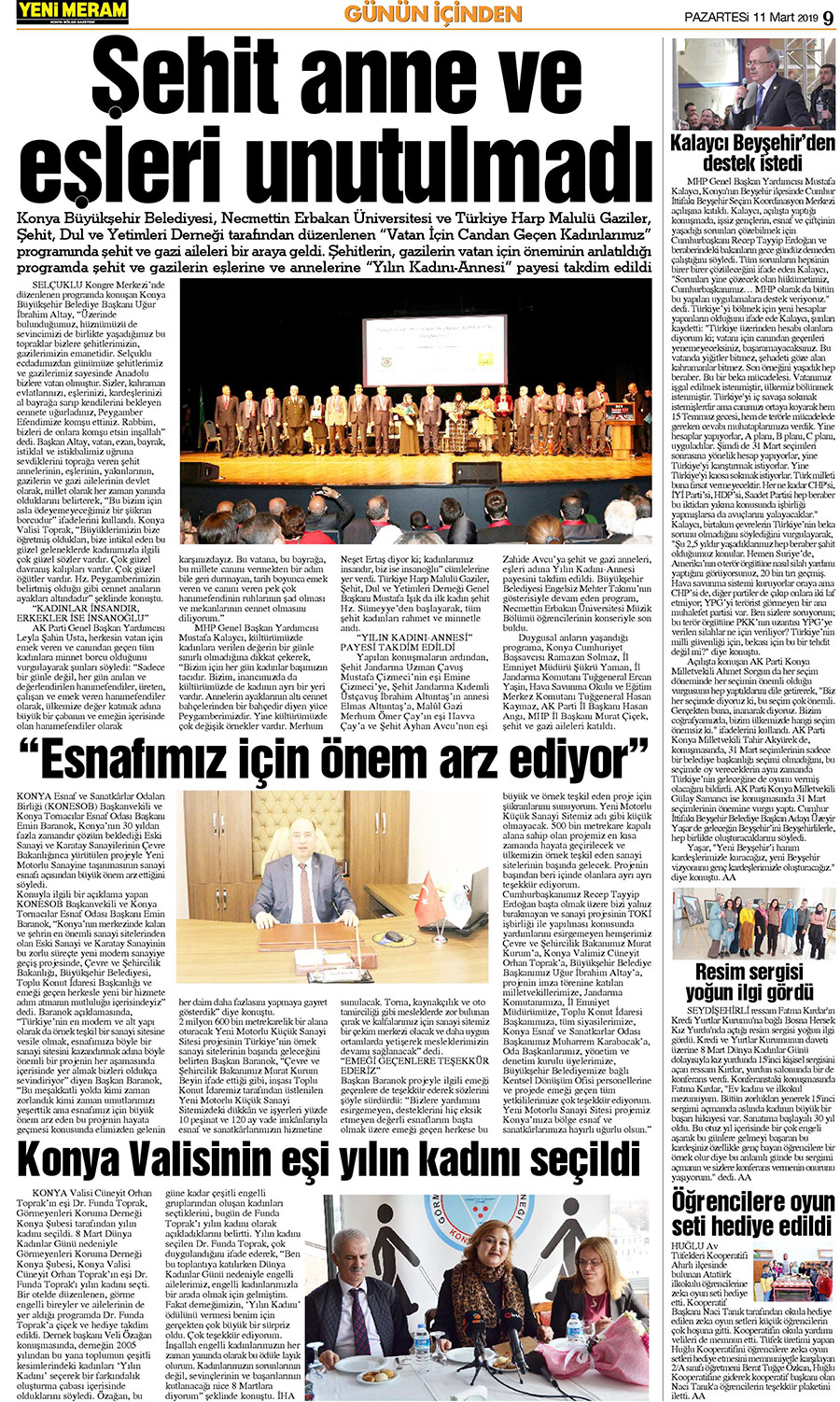 11 Mart 2019 Yeni Meram Gazetesi