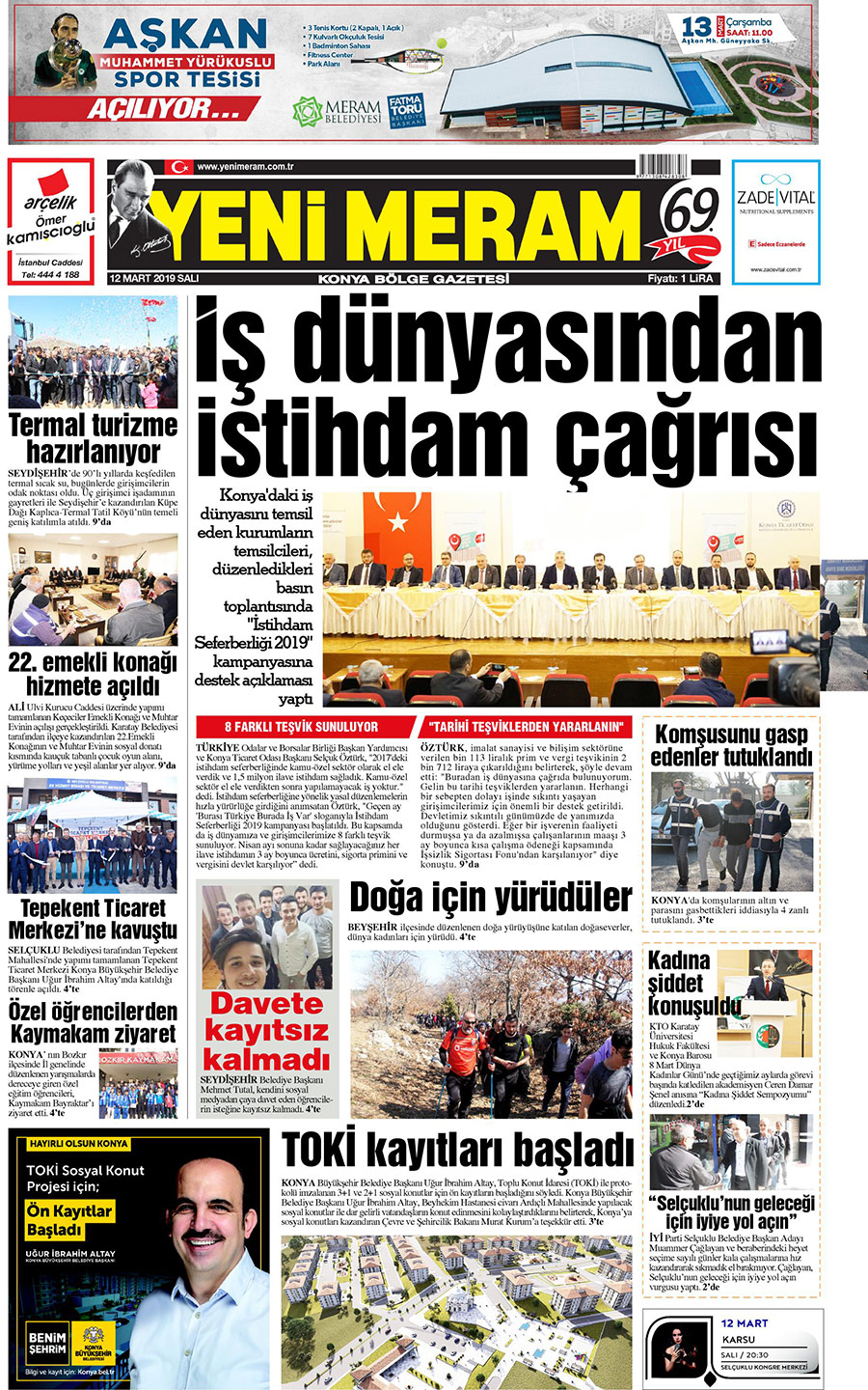 12 Mart 2019 Yeni Meram Gazetesi