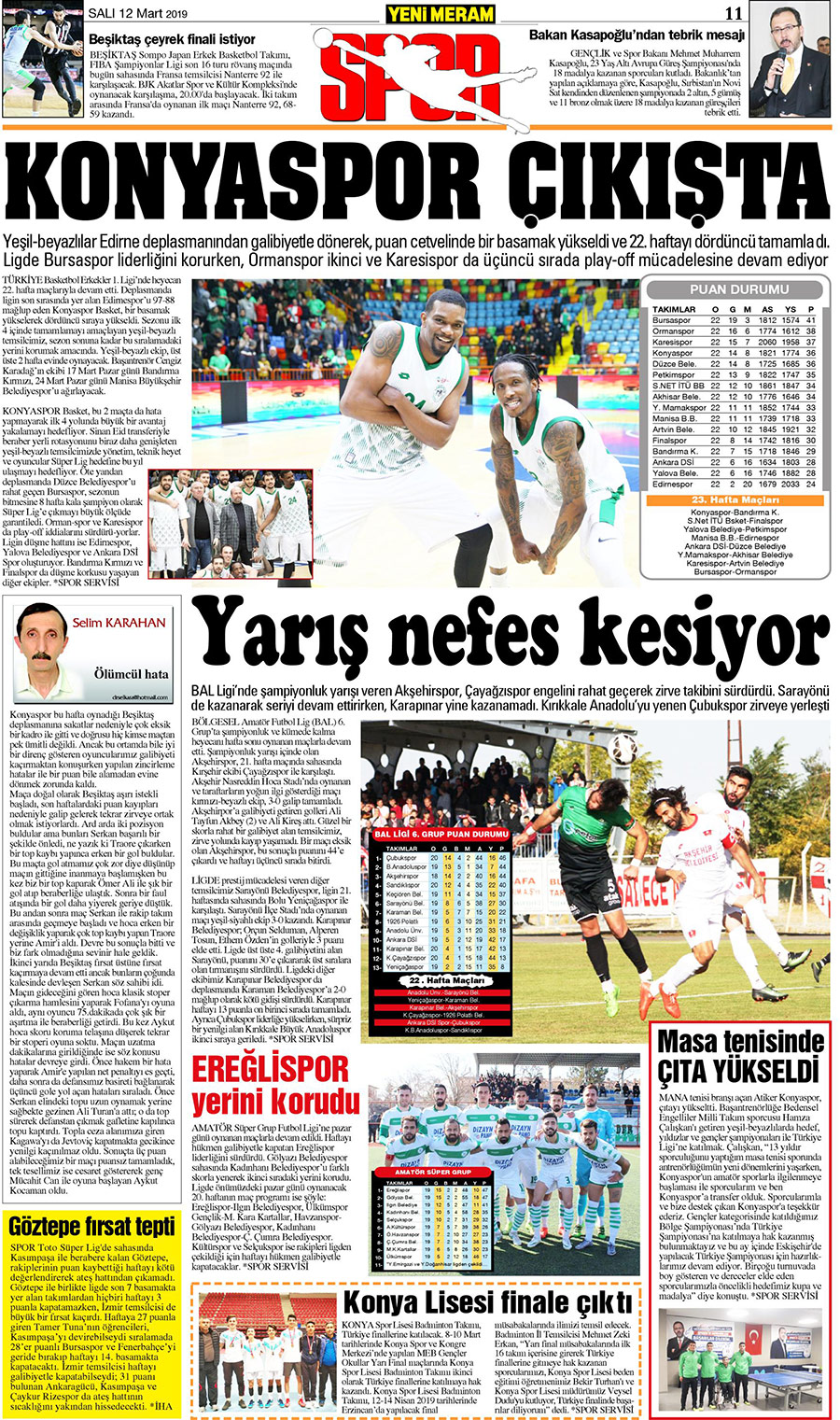 12 Mart 2019 Yeni Meram Gazetesi