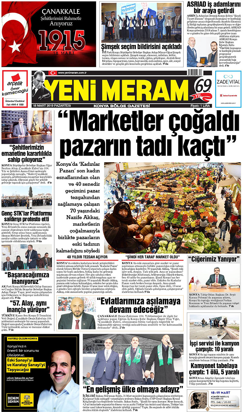 18 Mart 2019 Yeni Meram Gazetesi