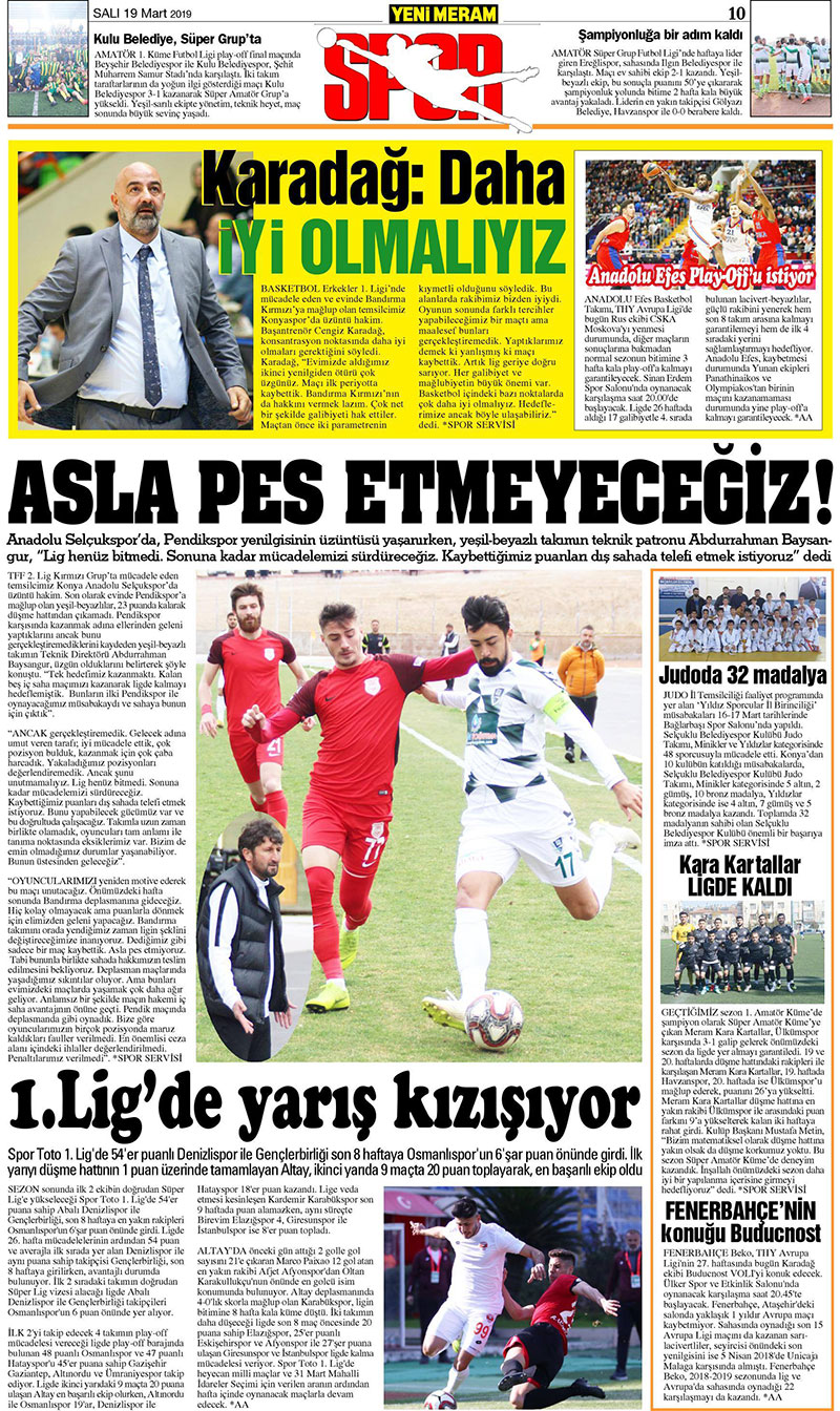 19 Mart 2019 Yeni Meram Gazetesi