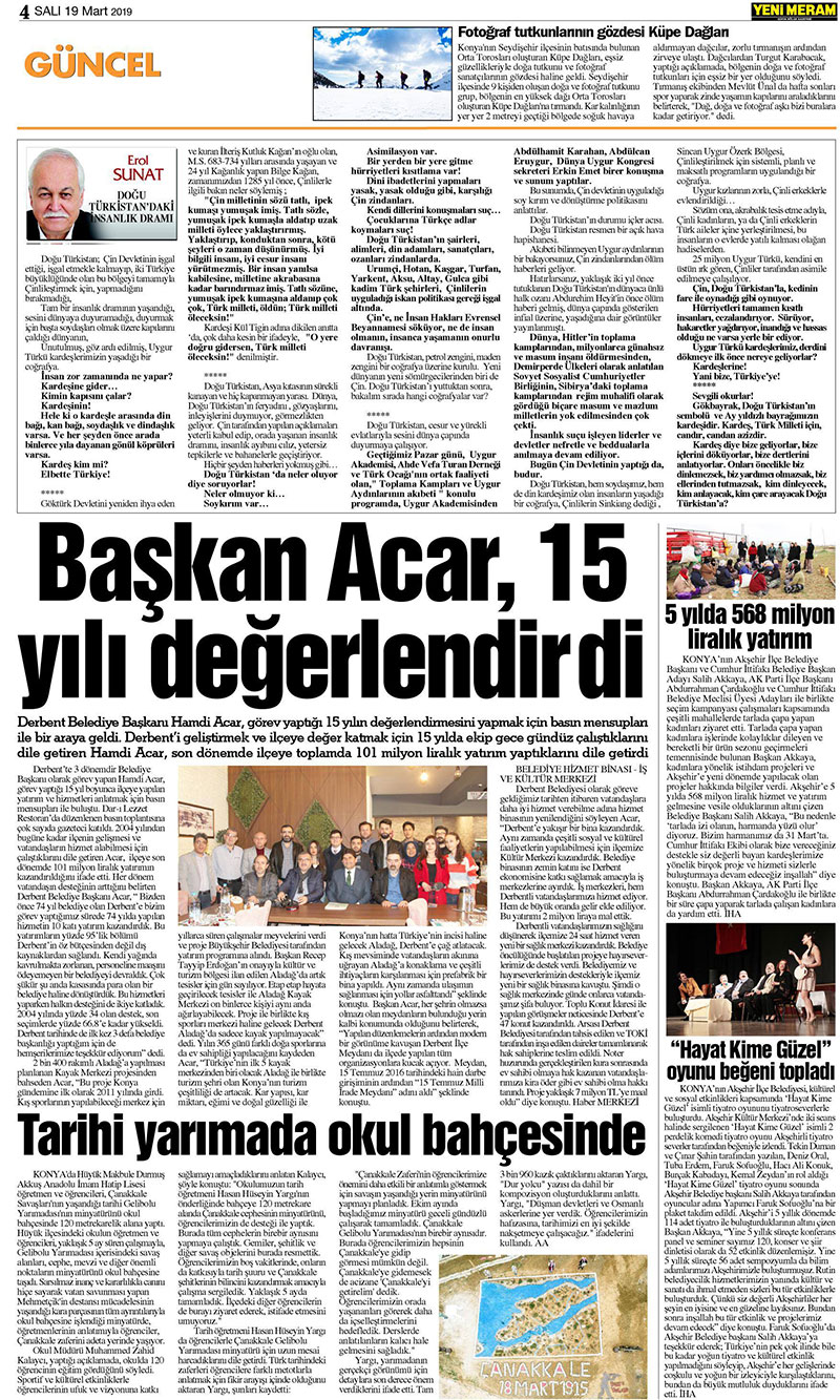 19 Mart 2019 Yeni Meram Gazetesi