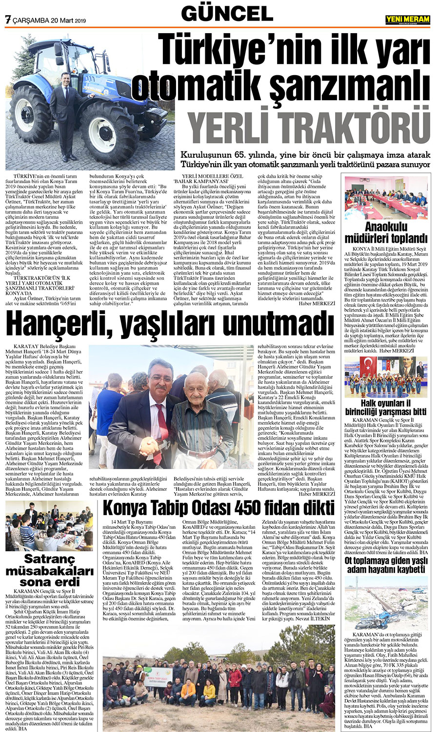 20 Mart 2019 Yeni Meram Gazetesi