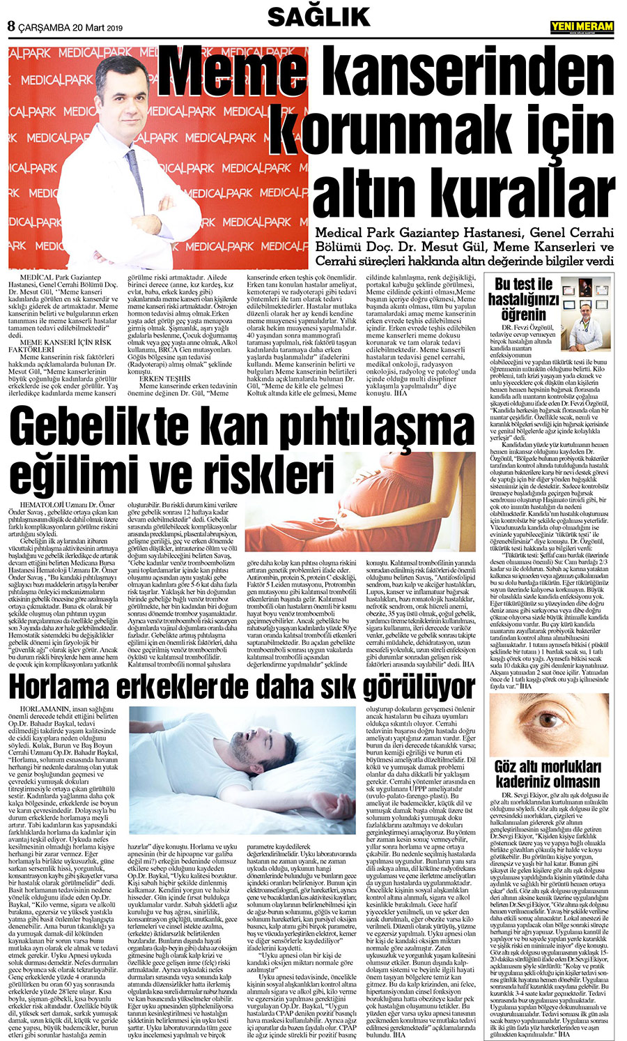 20 Mart 2019 Yeni Meram Gazetesi