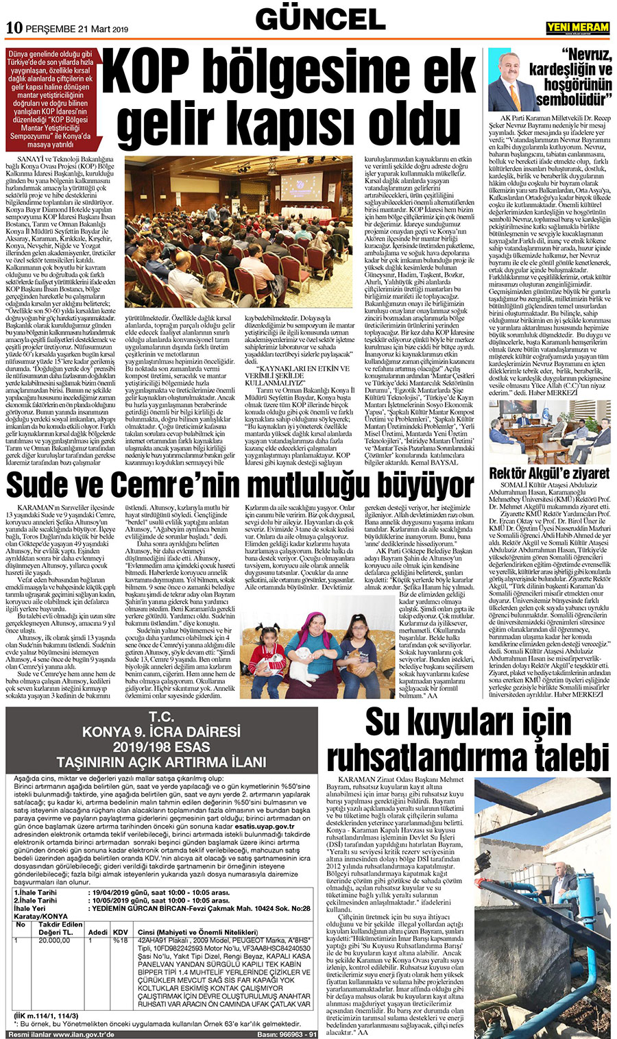 21 Mart 2019 Yeni Meram Gazetesi