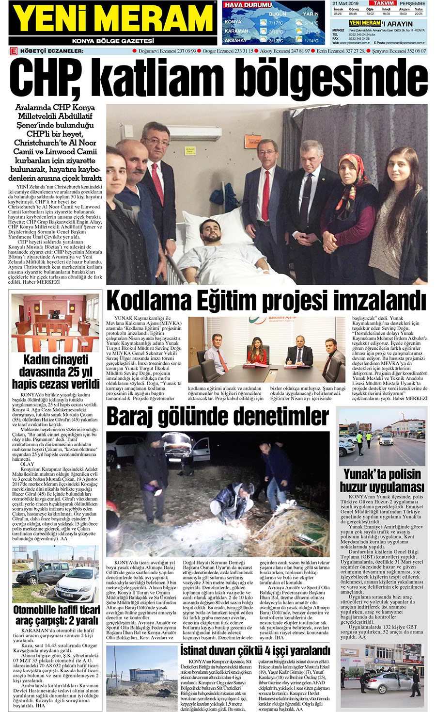 21 Mart 2019 Yeni Meram Gazetesi