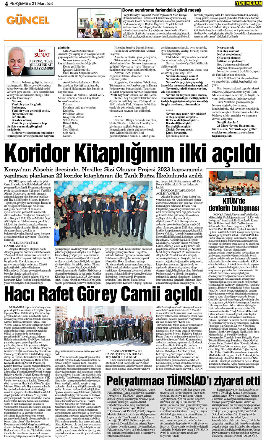 21 Mart 2019 Yeni Meram Gazetesi