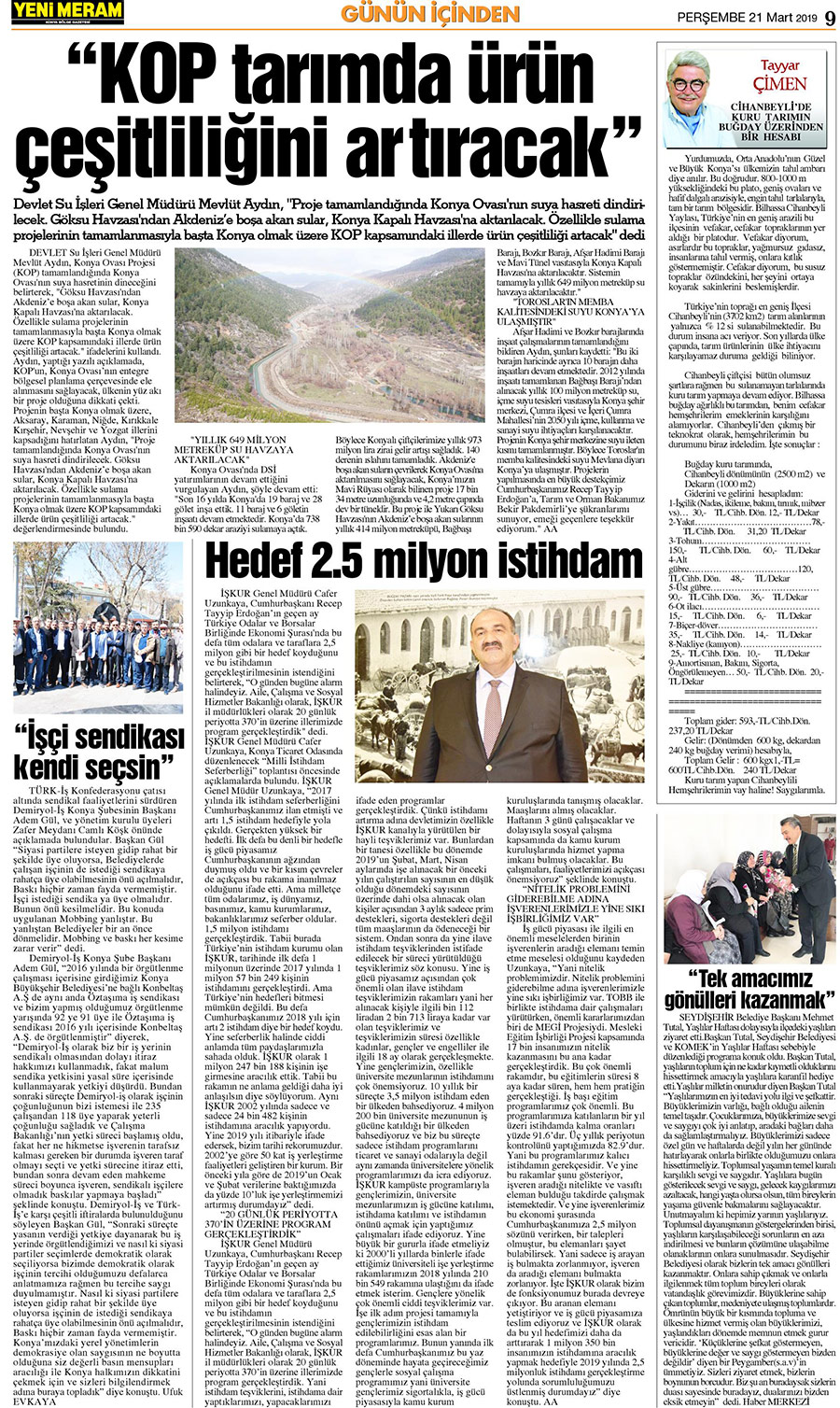 21 Mart 2019 Yeni Meram Gazetesi