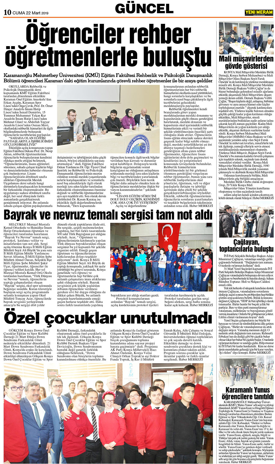 22 Mart 2019 Yeni Meram Gazetesi