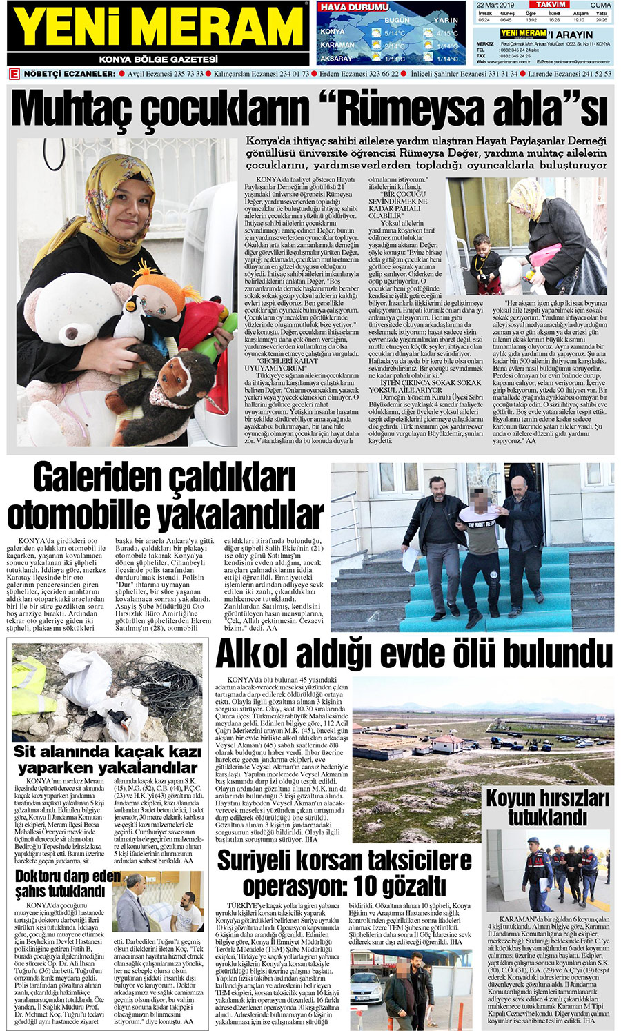 22 Mart 2019 Yeni Meram Gazetesi