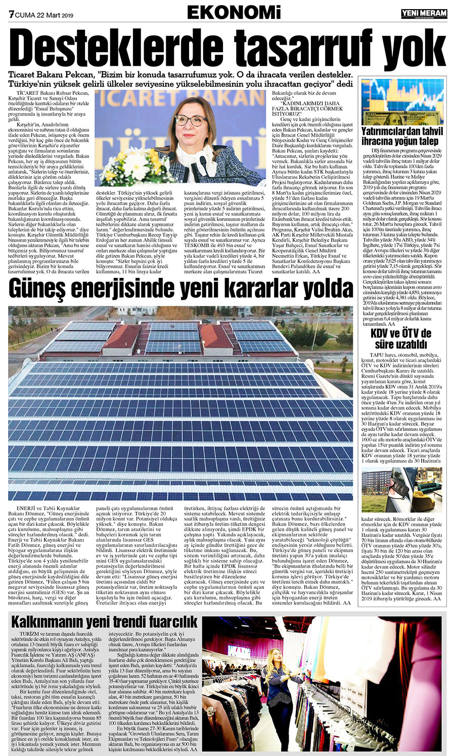 22 Mart 2019 Yeni Meram Gazetesi