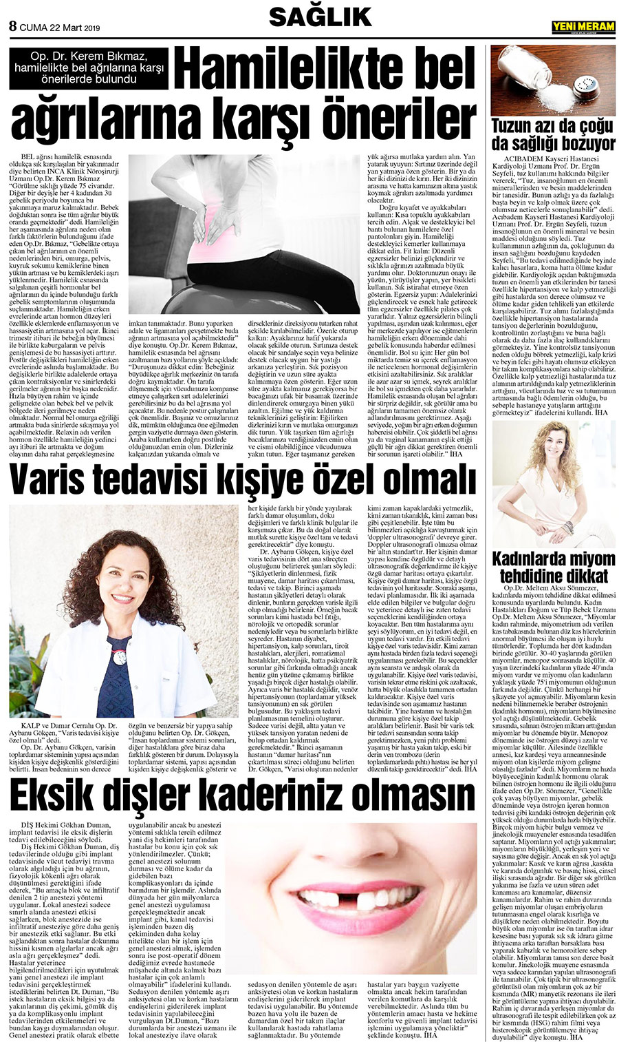 22 Mart 2019 Yeni Meram Gazetesi