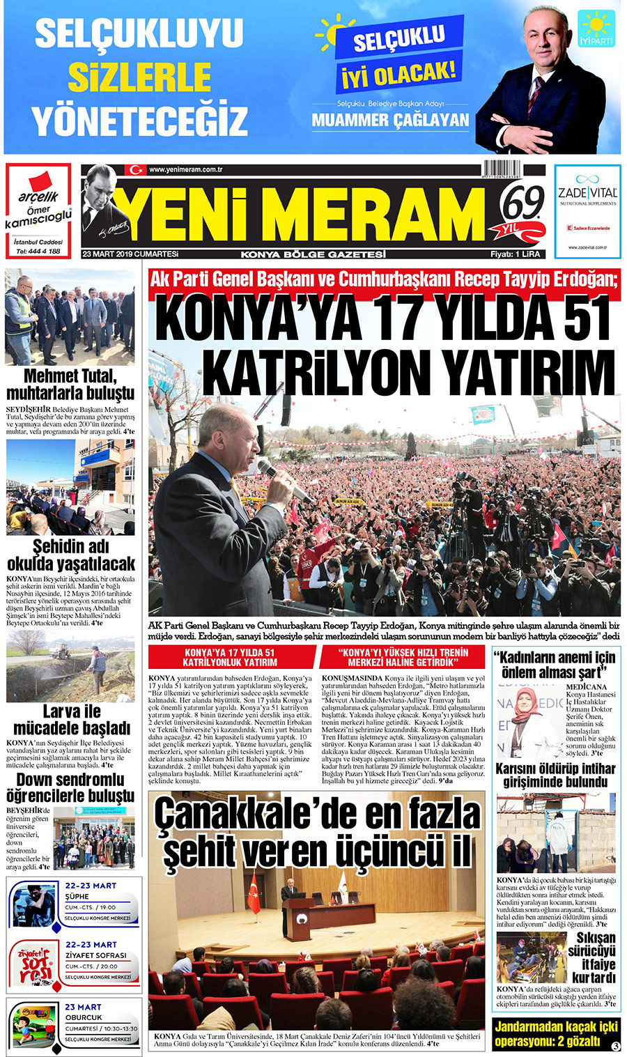 23 Mart 2019 Yeni Meram Gazetesi