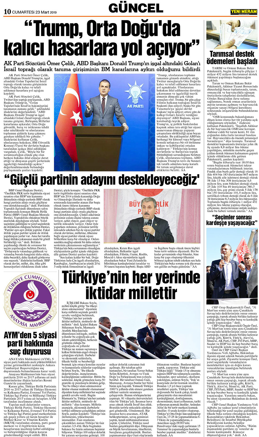 23 Mart 2019 Yeni Meram Gazetesi