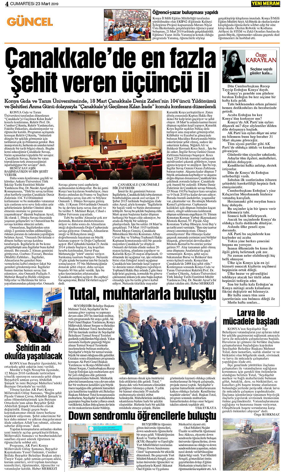 23 Mart 2019 Yeni Meram Gazetesi