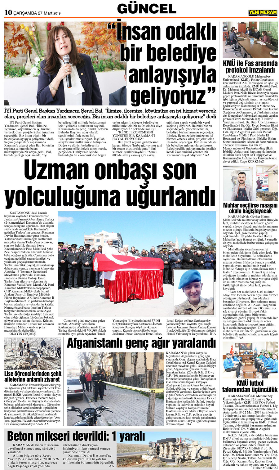 27 Mart 2019 Yeni Meram Gazetesi