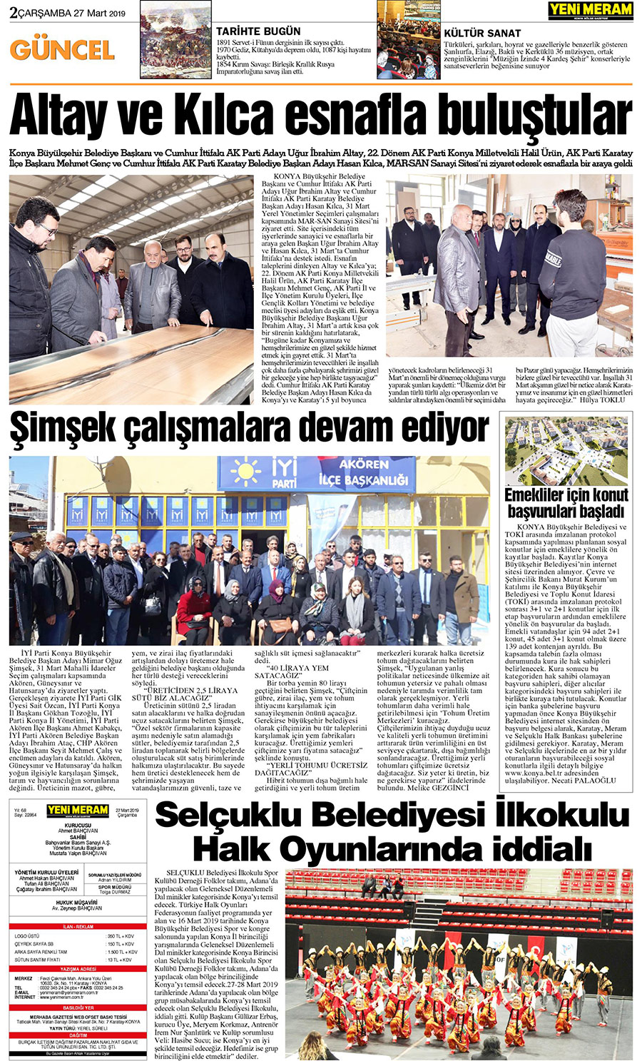 27 Mart 2019 Yeni Meram Gazetesi