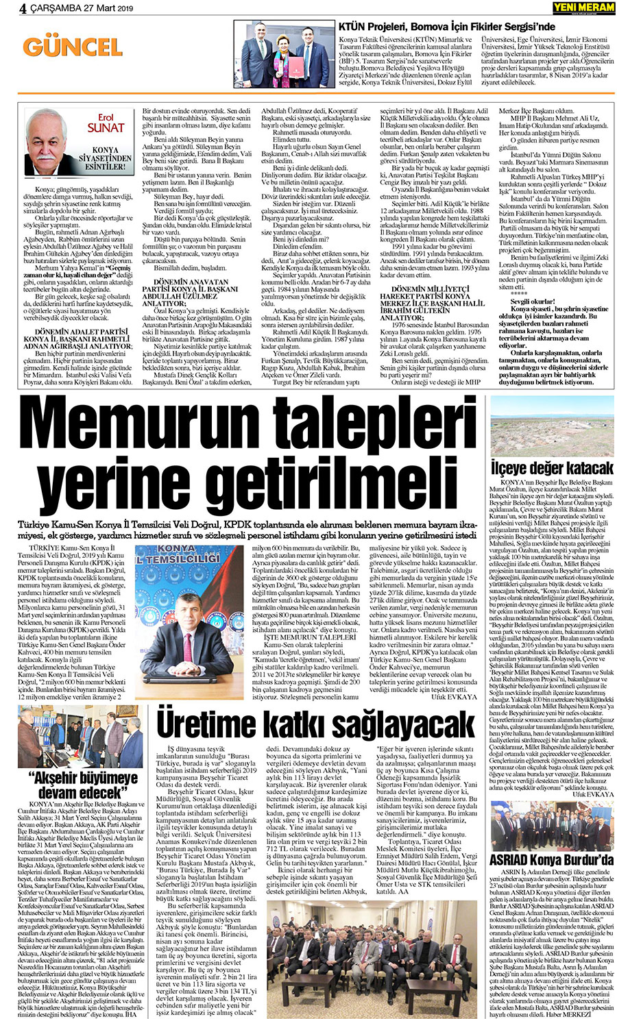 27 Mart 2019 Yeni Meram Gazetesi