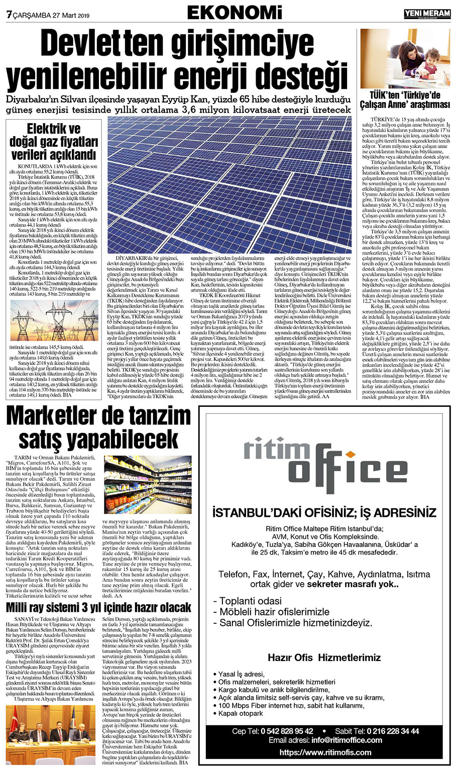 27 Mart 2019 Yeni Meram Gazetesi