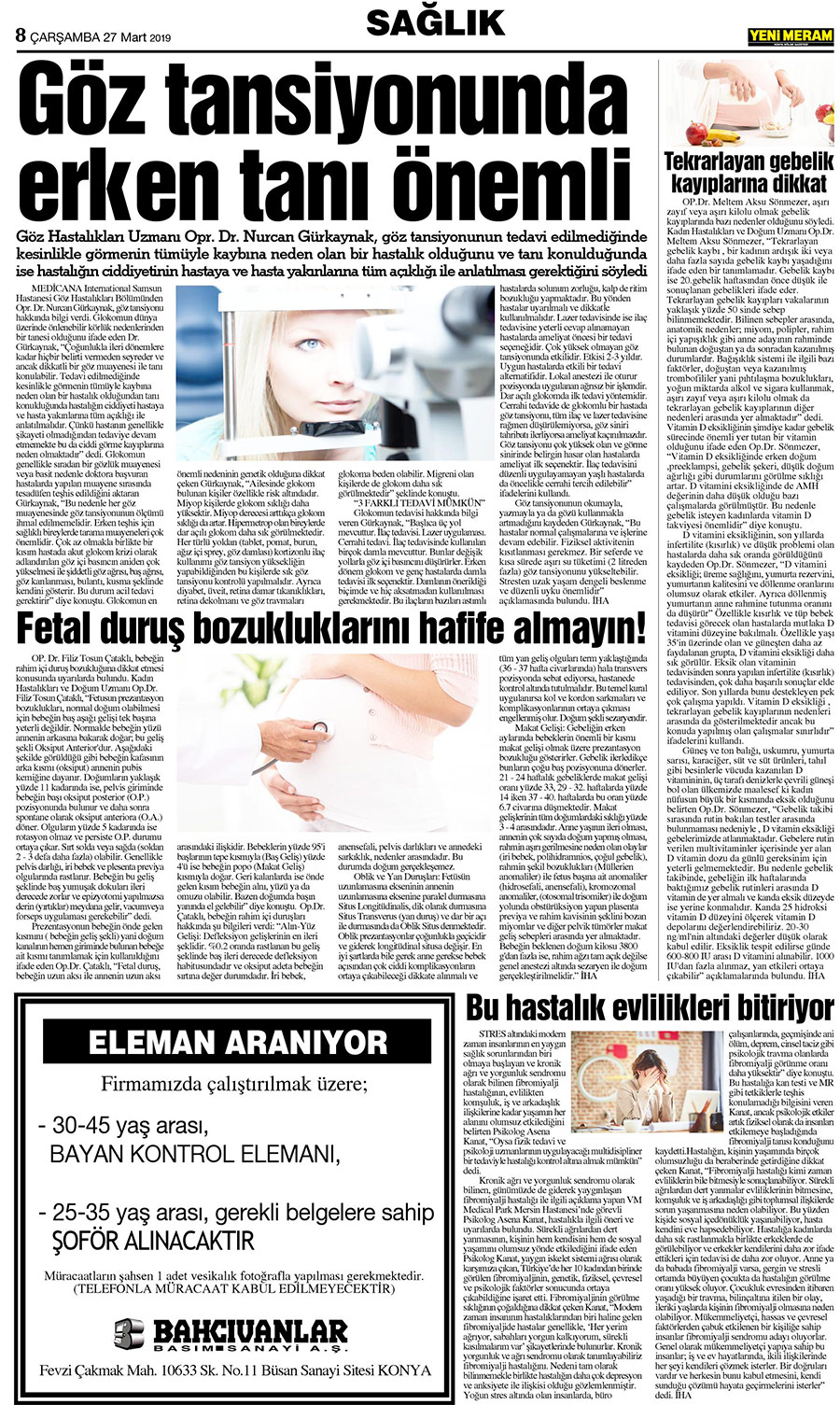 27 Mart 2019 Yeni Meram Gazetesi