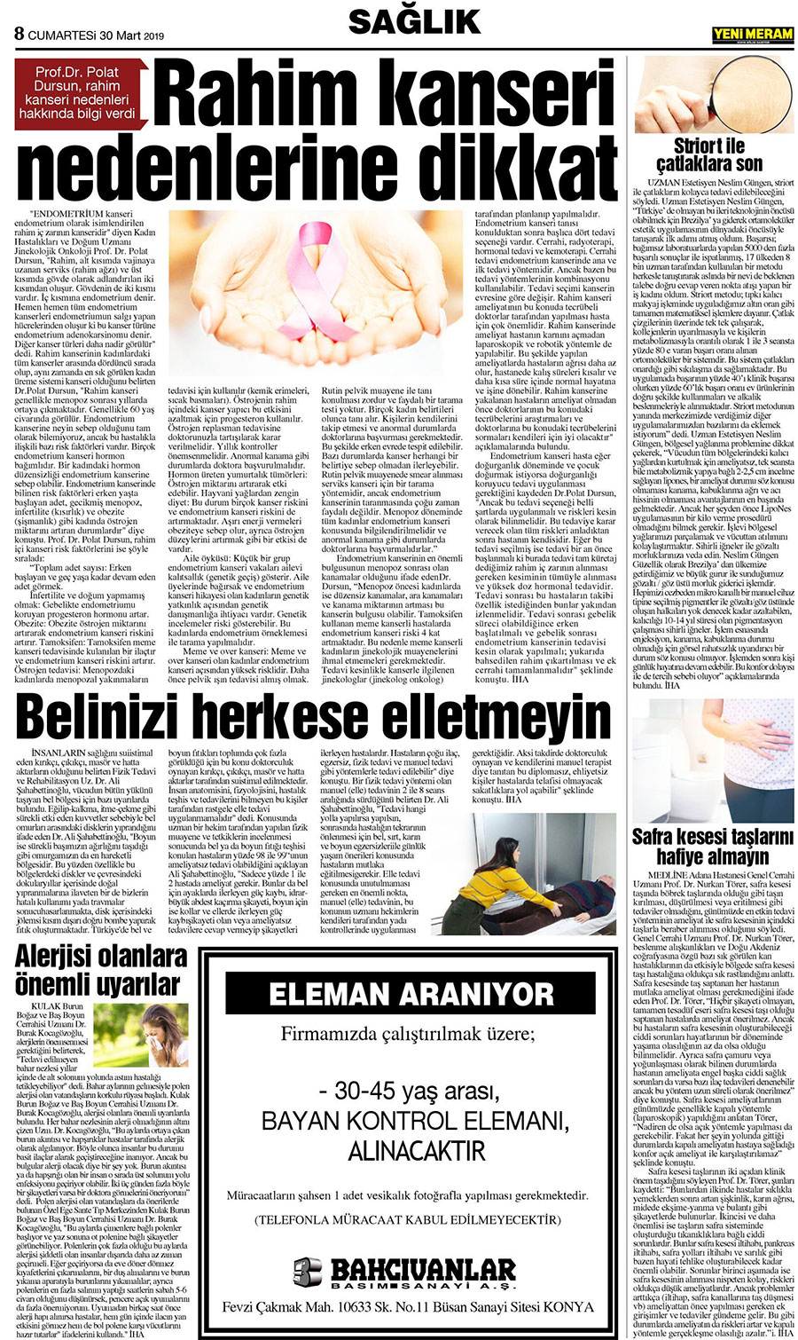 30 Mart 2019 Yeni Meram Gazetesi