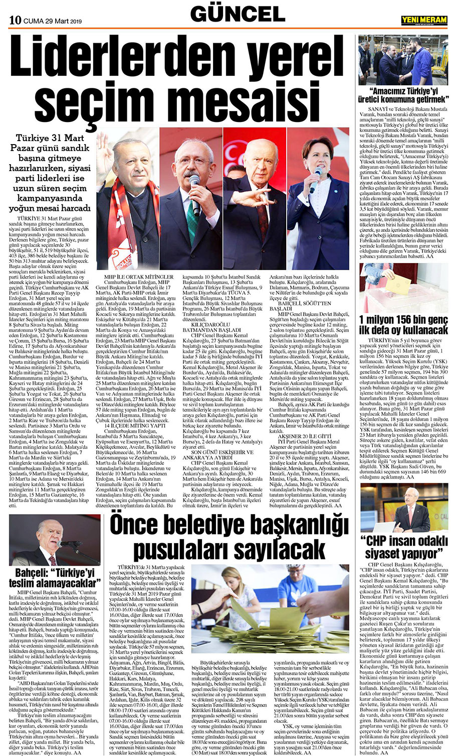 29 Mart 2019 Yeni Meram Gazetesi