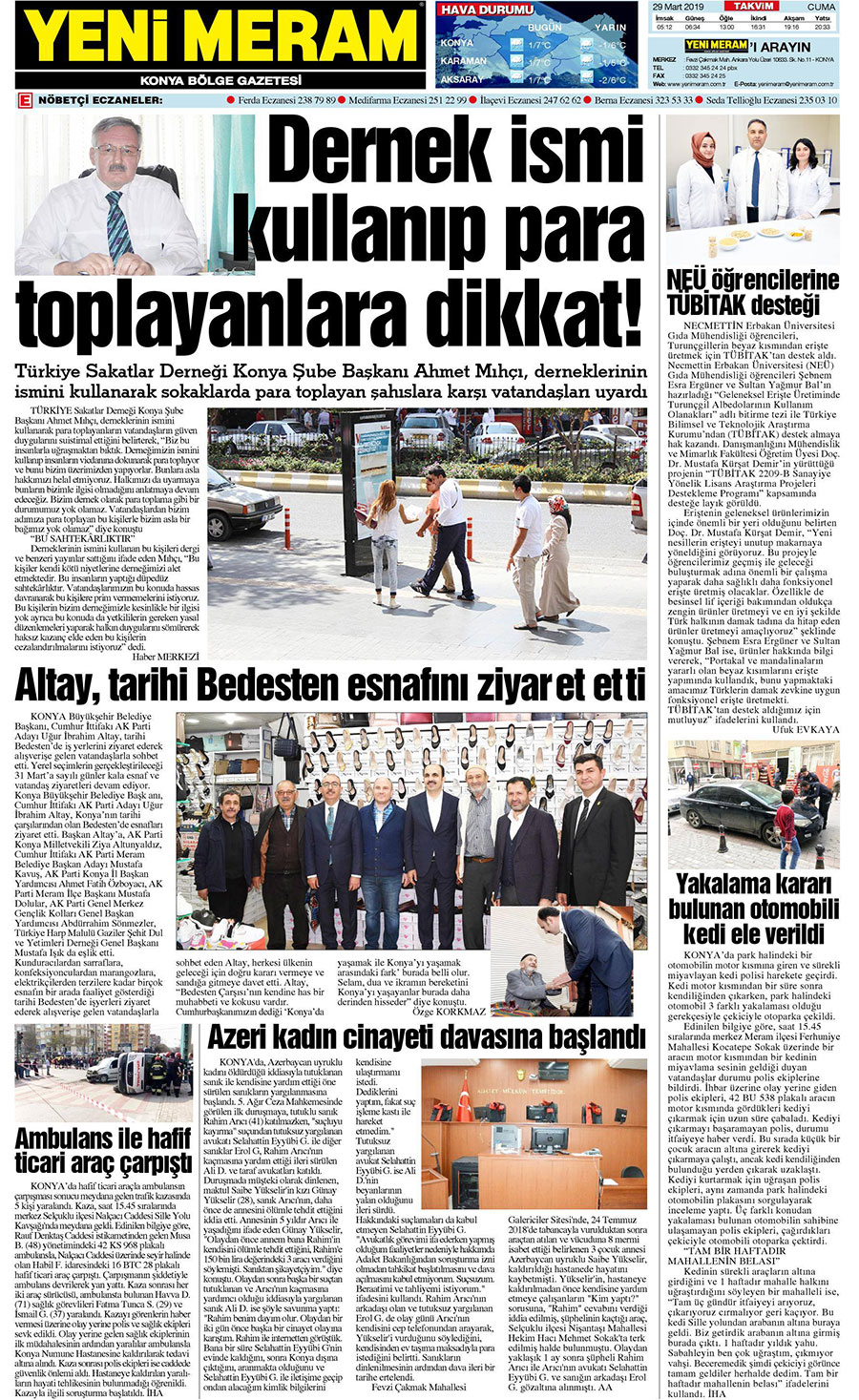 29 Mart 2019 Yeni Meram Gazetesi