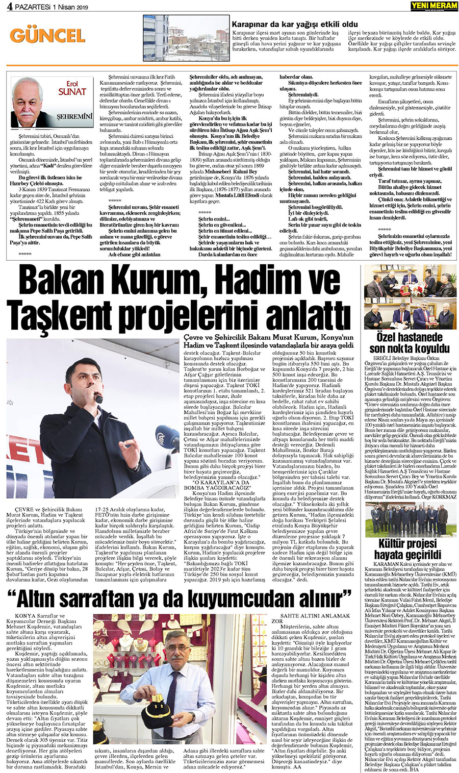 1 Nisan 2019 Yeni Meram Gazetesi