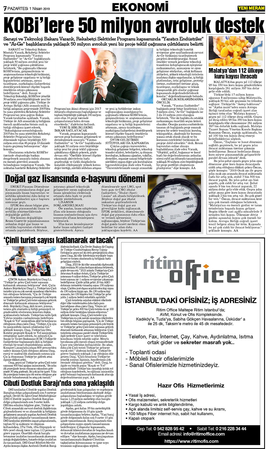 1 Nisan 2019 Yeni Meram Gazetesi