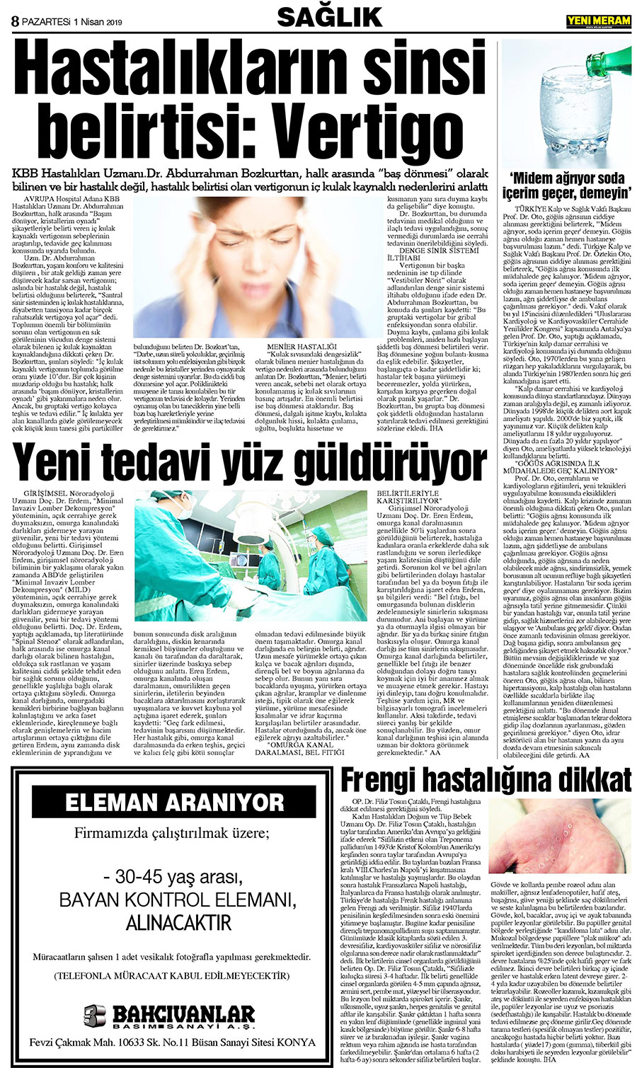 1 Nisan 2019 Yeni Meram Gazetesi