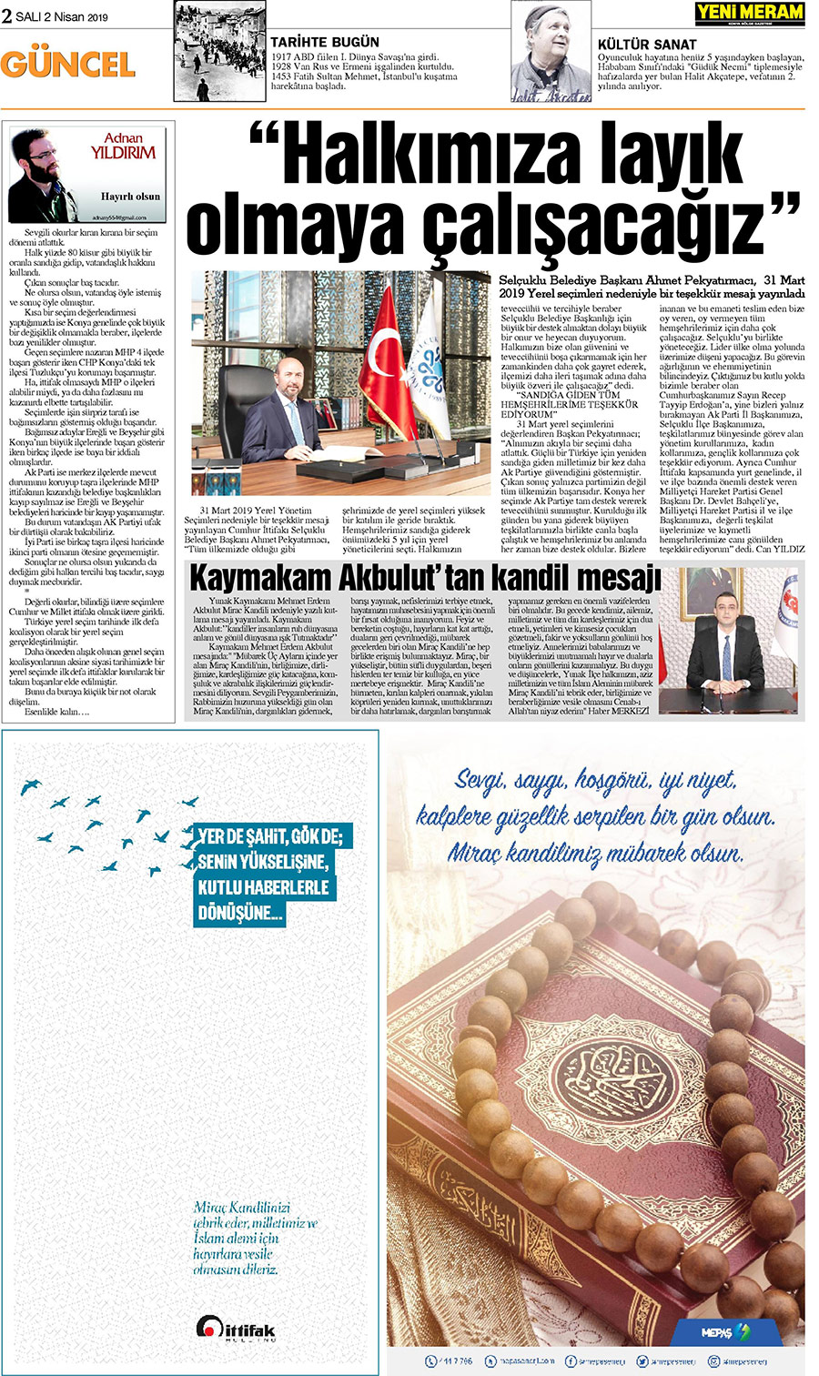 2 Nisan 2019 Yeni Meram Gazetesi