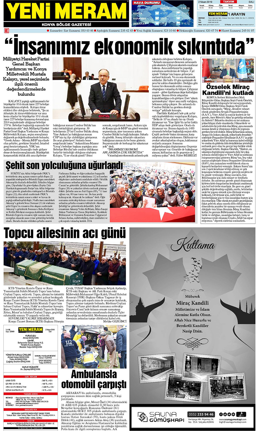 2 Nisan 2019 Yeni Meram Gazetesi