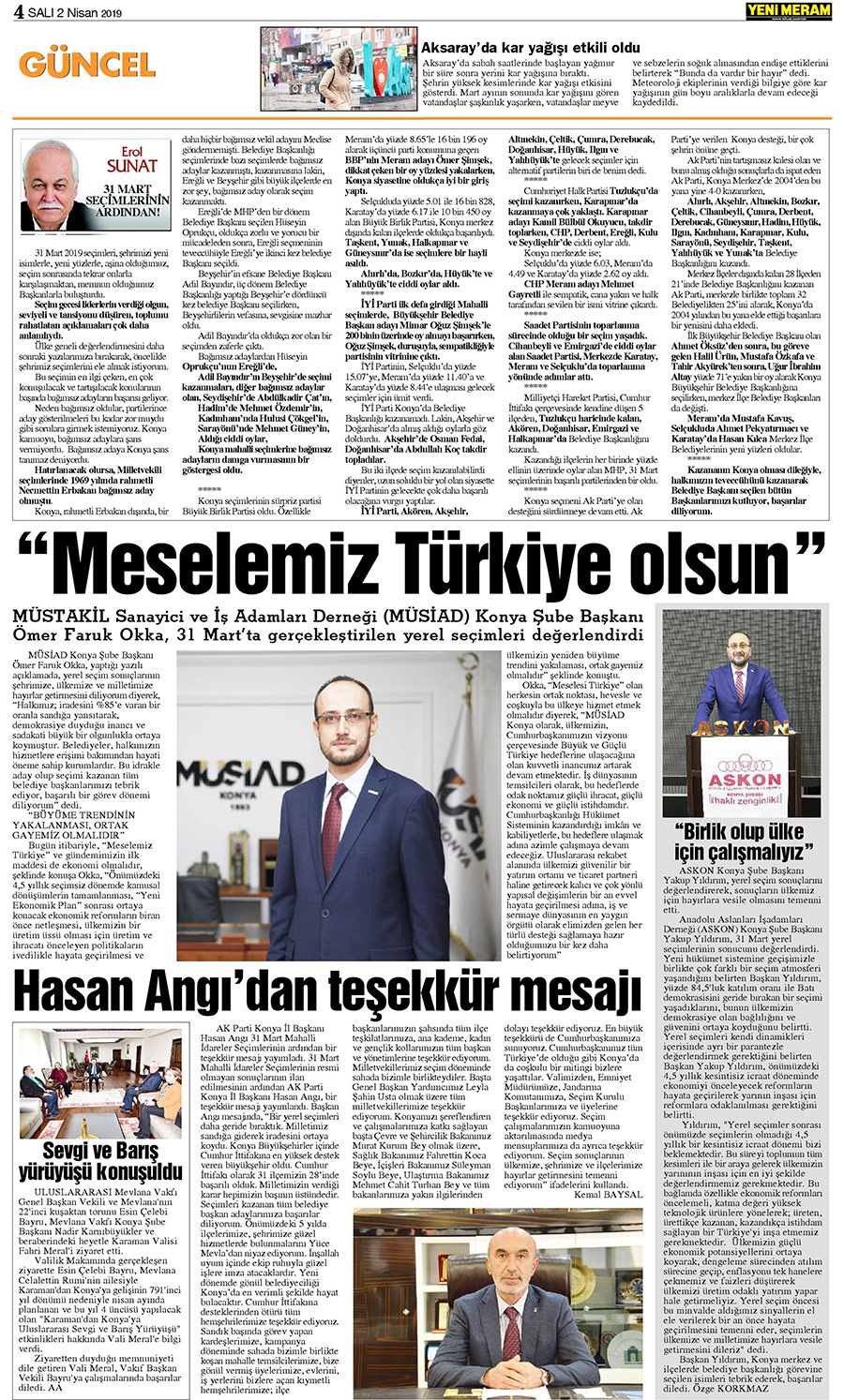 2 Nisan 2019 Yeni Meram Gazetesi