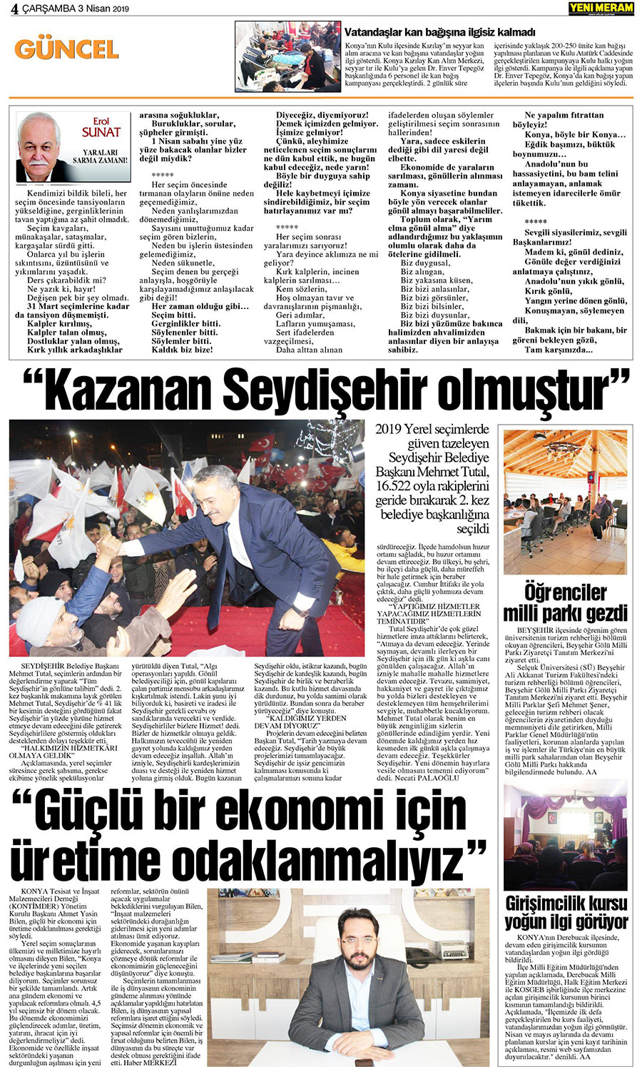 3 Nisan 2019 Yeni Meram Gazetesi