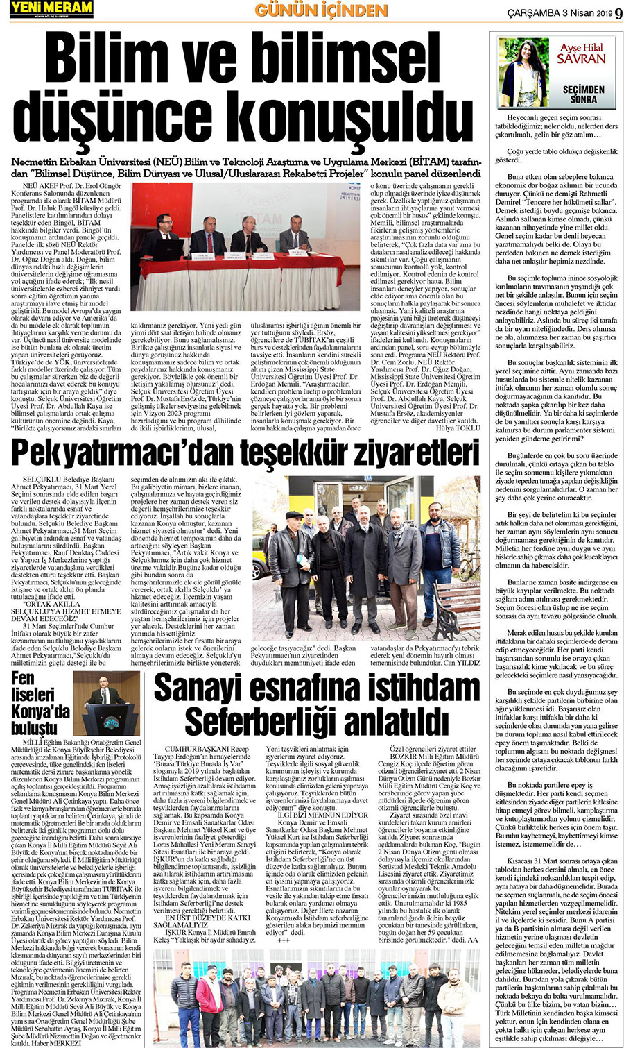 3 Nisan 2019 Yeni Meram Gazetesi